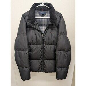 Rare Tommy Hilfiger Large Down Black Puffer Jacket 2012 Outdoor Winter Warm Htf